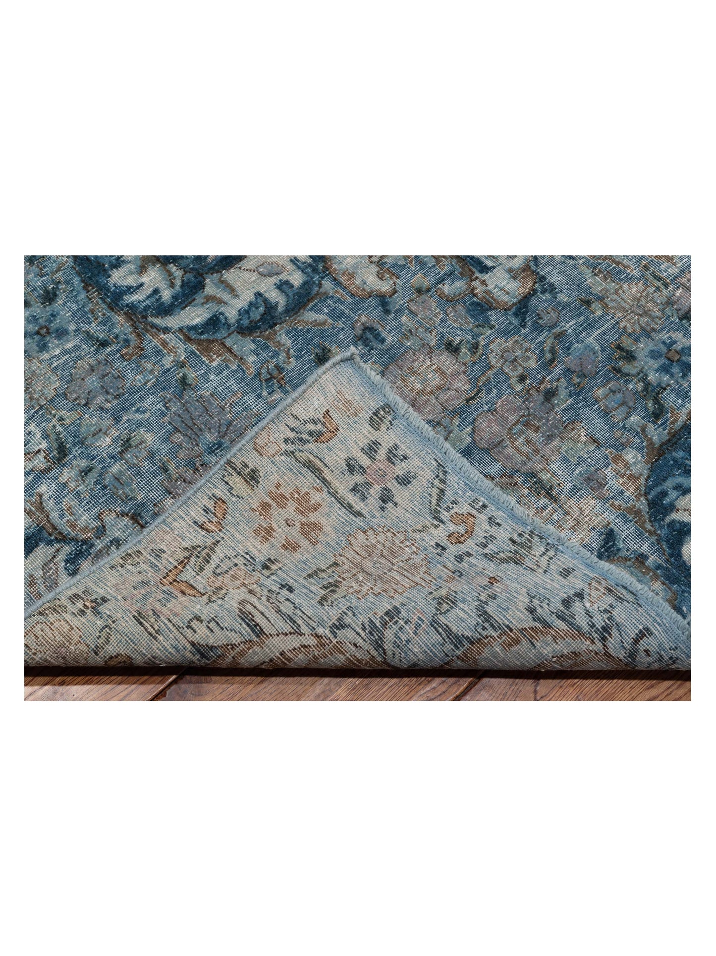 Vintage Pink Blue 9.4x12.5 Hand Knotted Rug