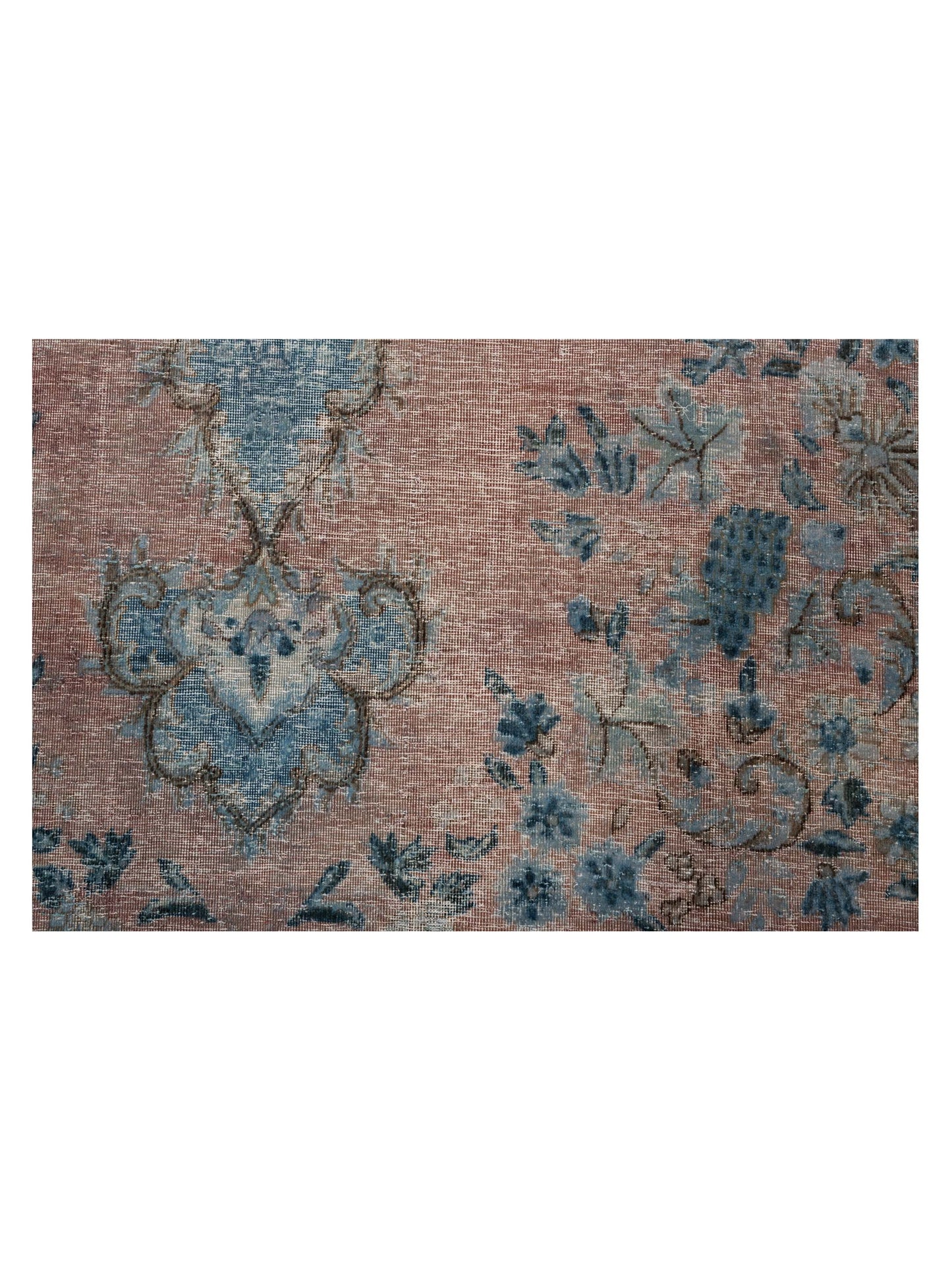 Vintage Pink Blue 9.4x12.5 Hand Knotted Rug