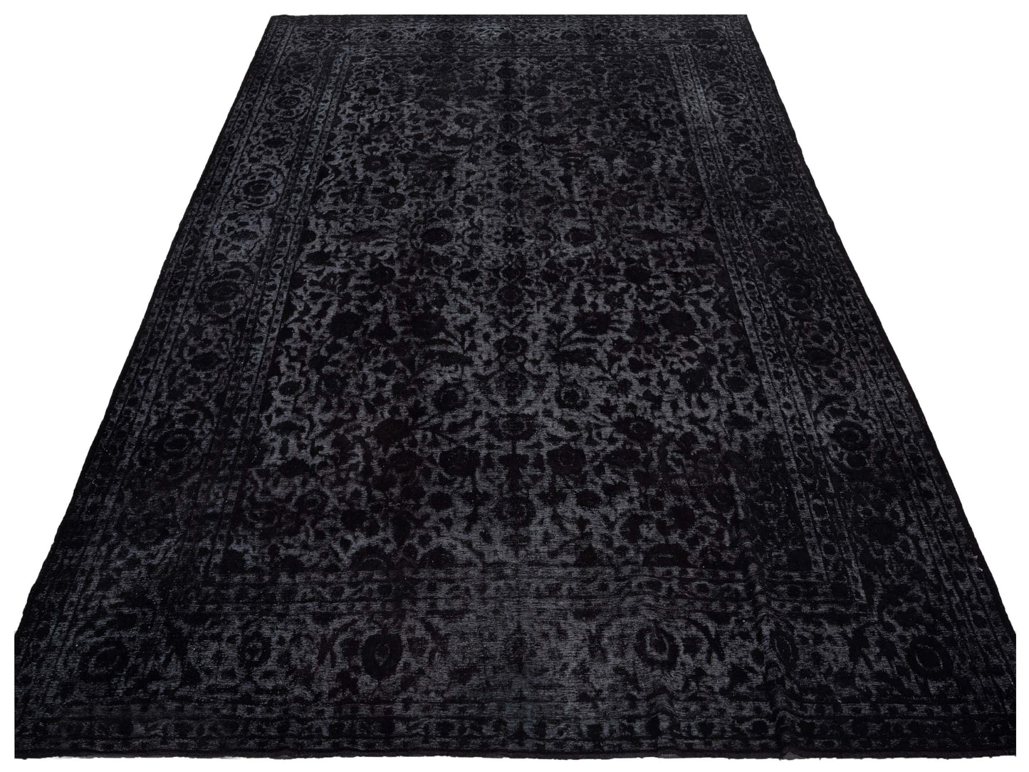 Vintage Black 9.8x12.9 Hand Knotted Rug