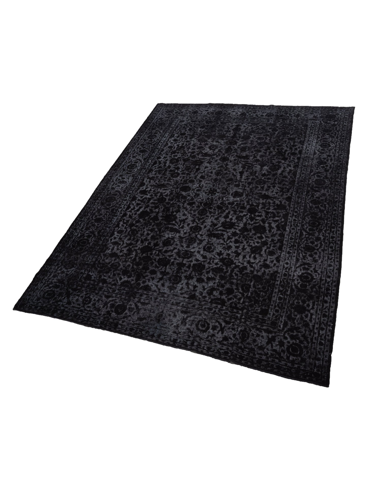 Vintage Black 9.8x12.9 Hand Knotted Rug