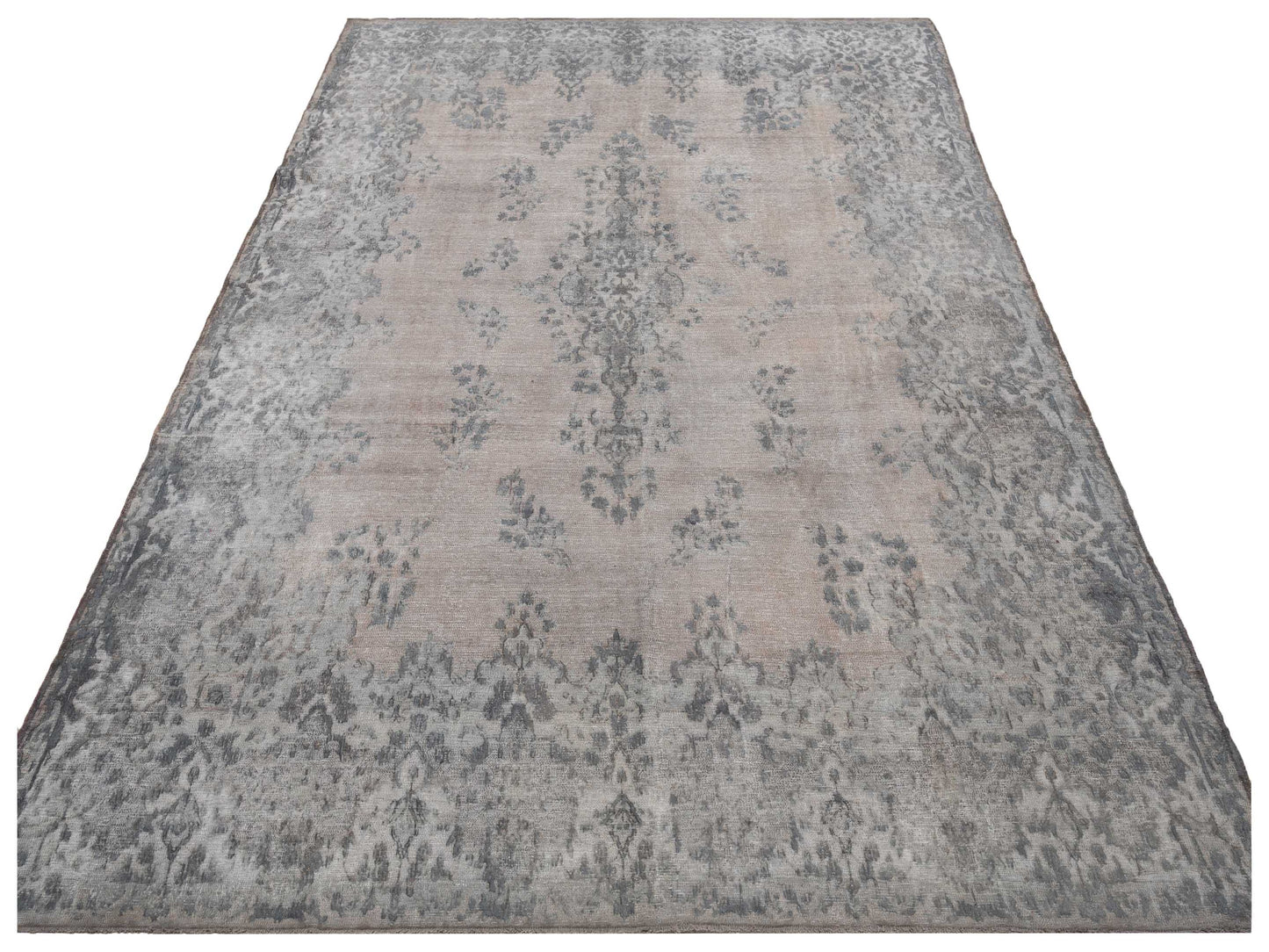 Vintage Light Gray 9.10x13.6 Hand Knotted Rug
