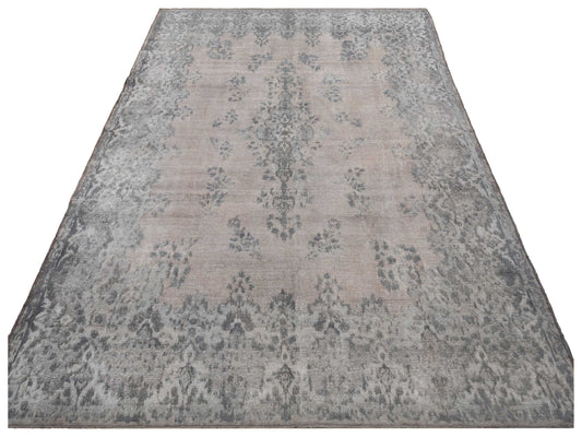 Vintage Light Gray 9.10x13.6 Hand Knotted Rug