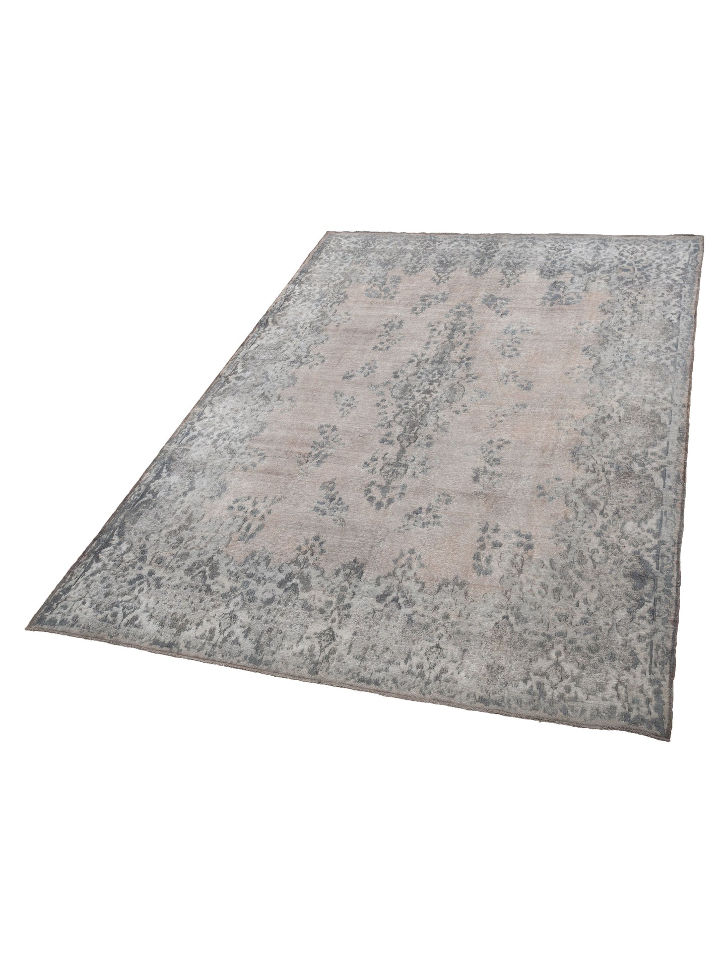 Vintage Light Gray 9.10x13.6 Hand Knotted Rug