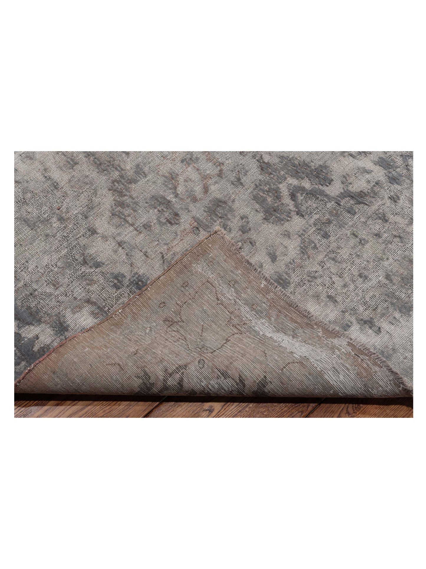 Vintage Light Gray 9.10x13.6 Hand Knotted Rug