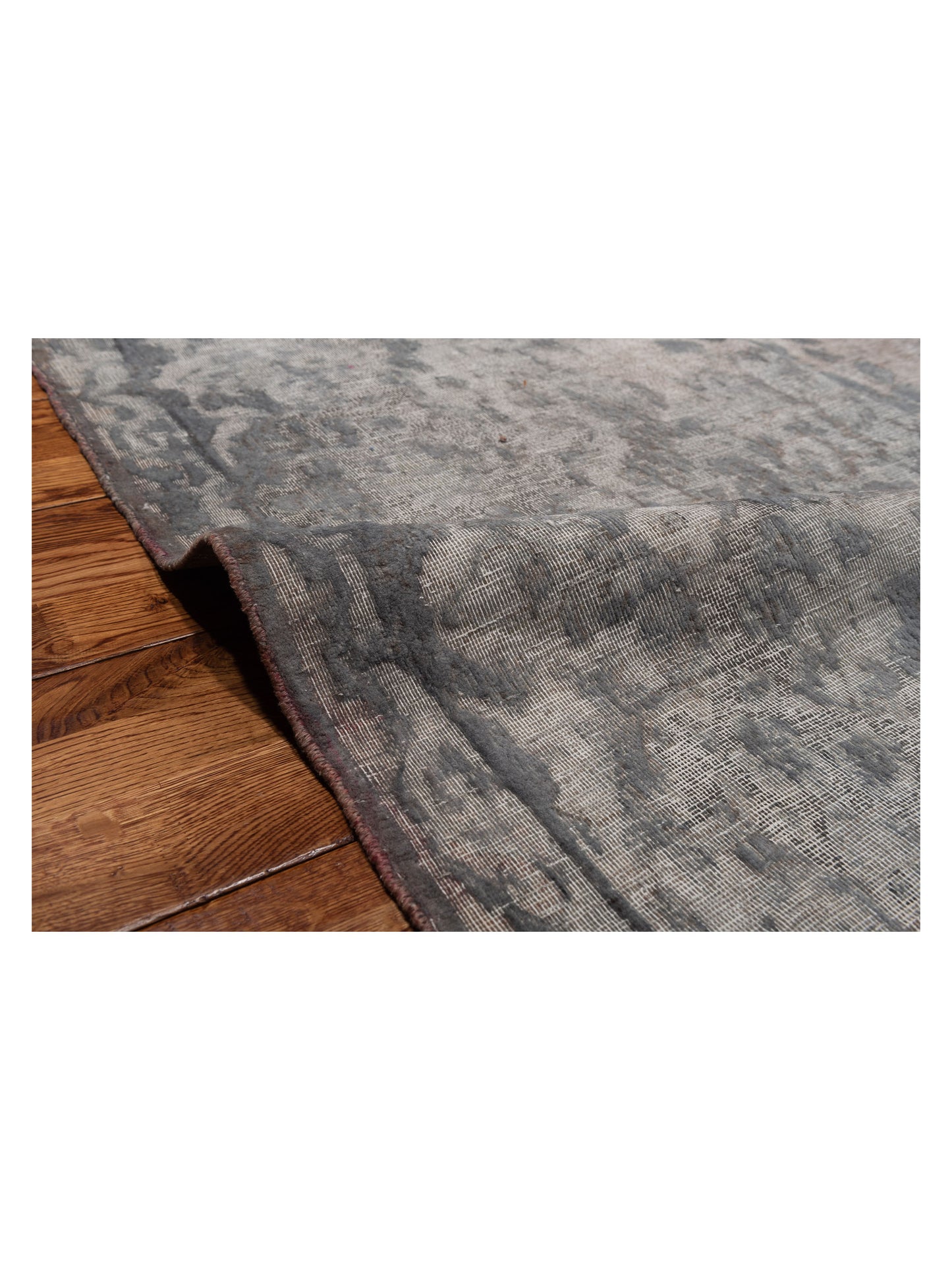 Vintage Light Gray 9.10x13.6 Hand Knotted Rug