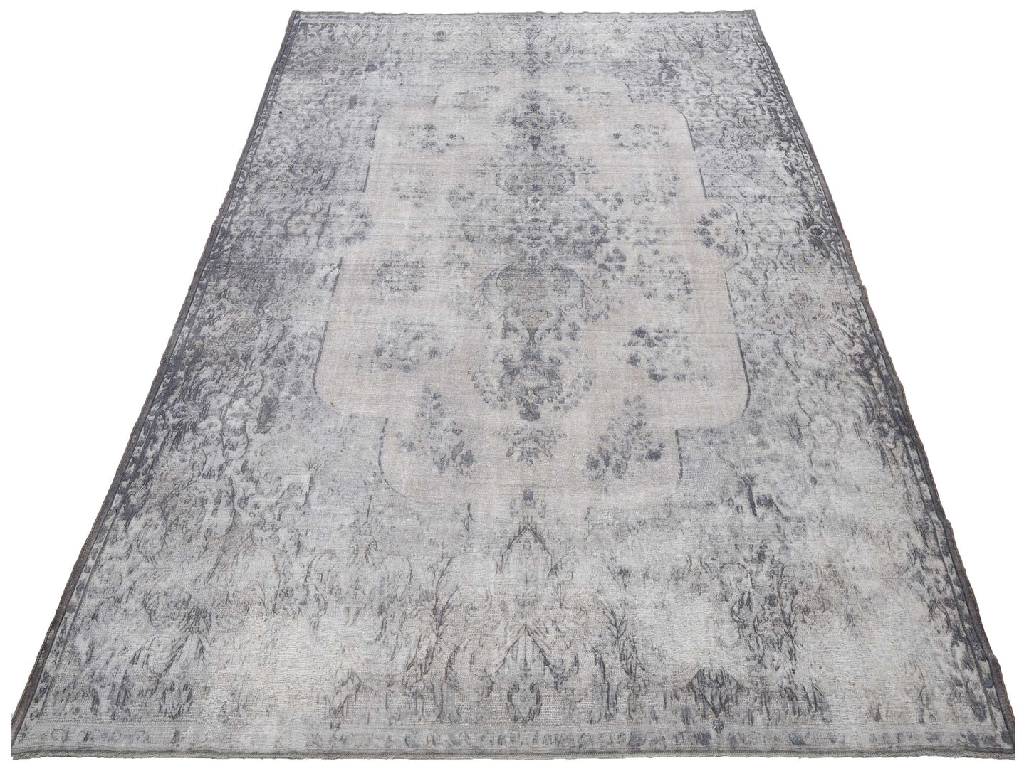 Vintage Light Gray 9.7x12.5 Hand Knotted Rug