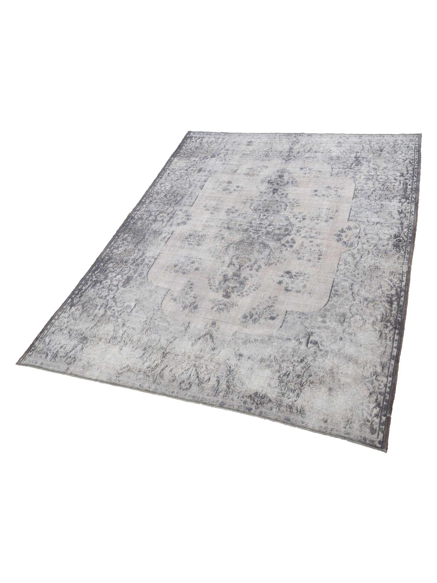 Vintage Light Gray 9.7x12.5 Hand Knotted Rug