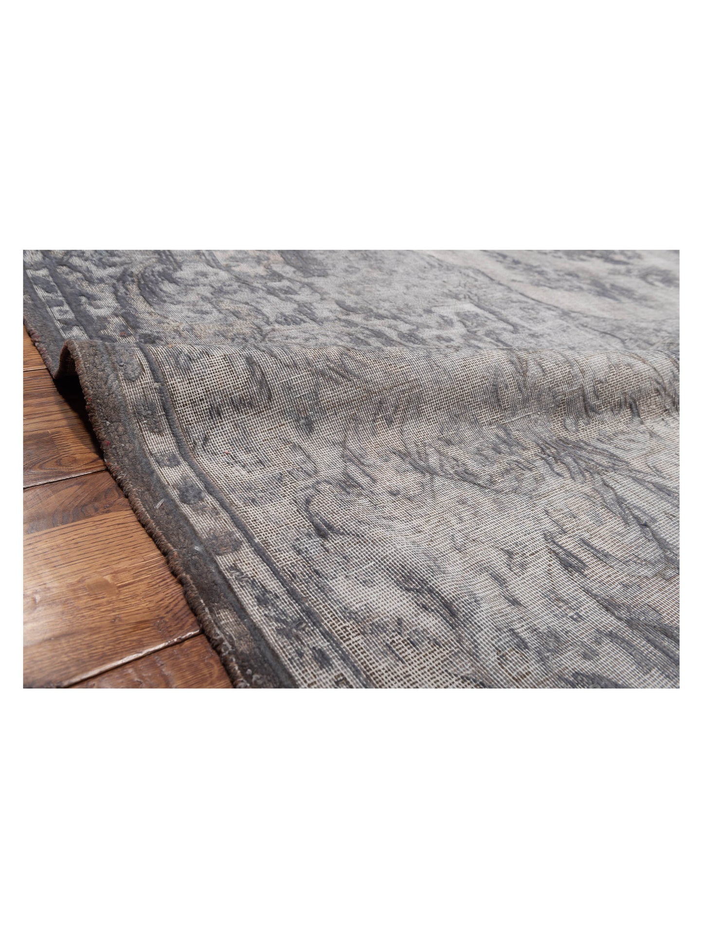 Vintage Light Gray 9.7x12.5 Hand Knotted Rug