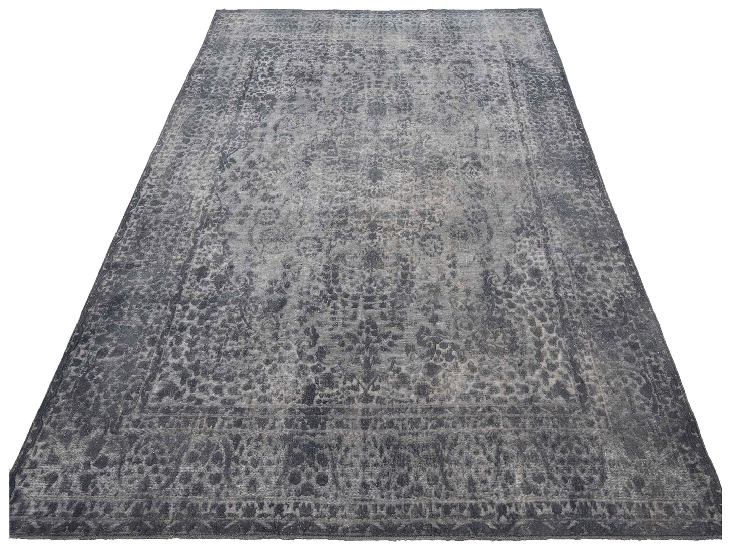 Vintage Gray 9.9x12.11 Hand Knotted Rug