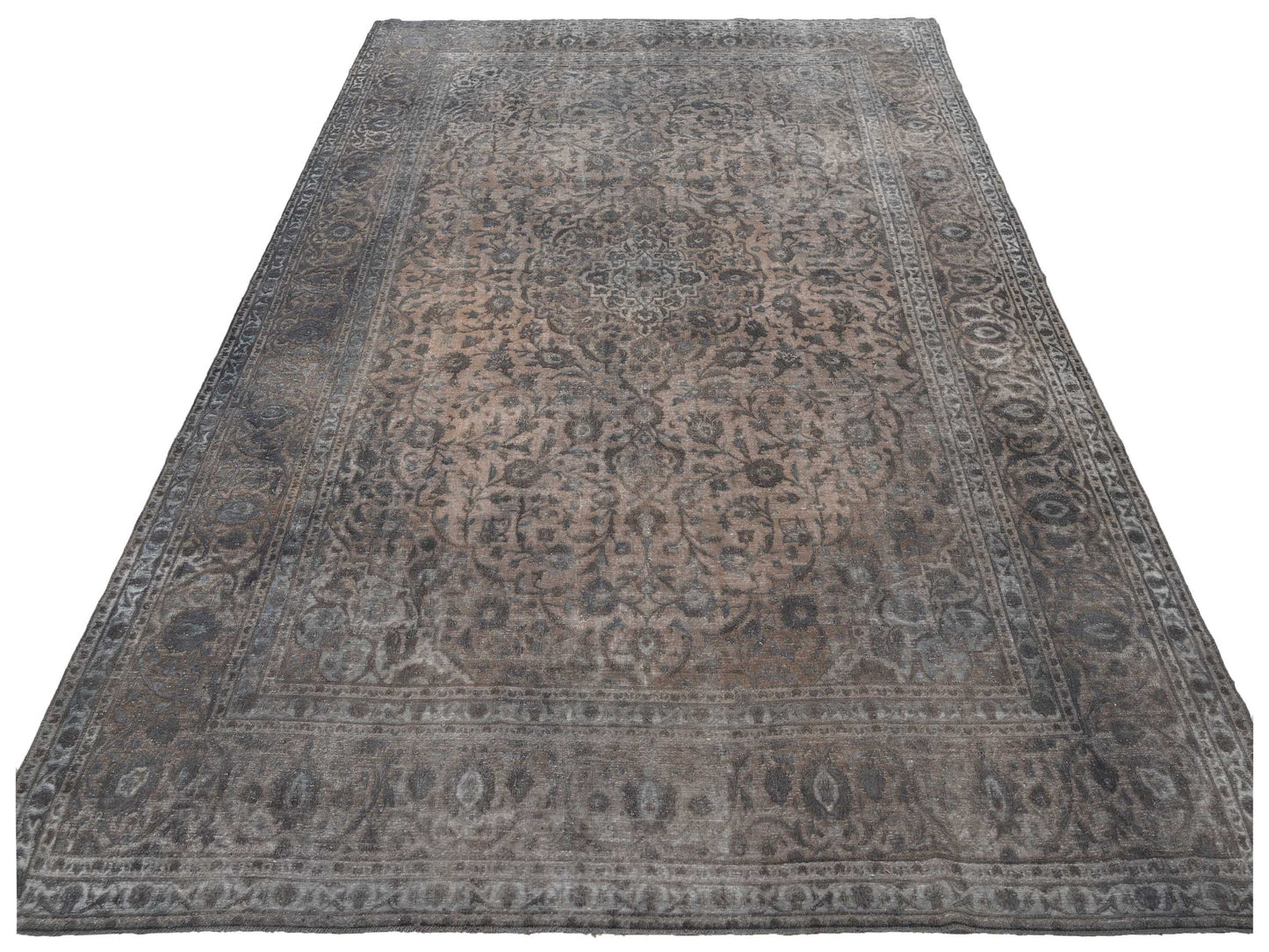 Vintage Dark Gray 10.3x14.1 Hand Knotted Rug