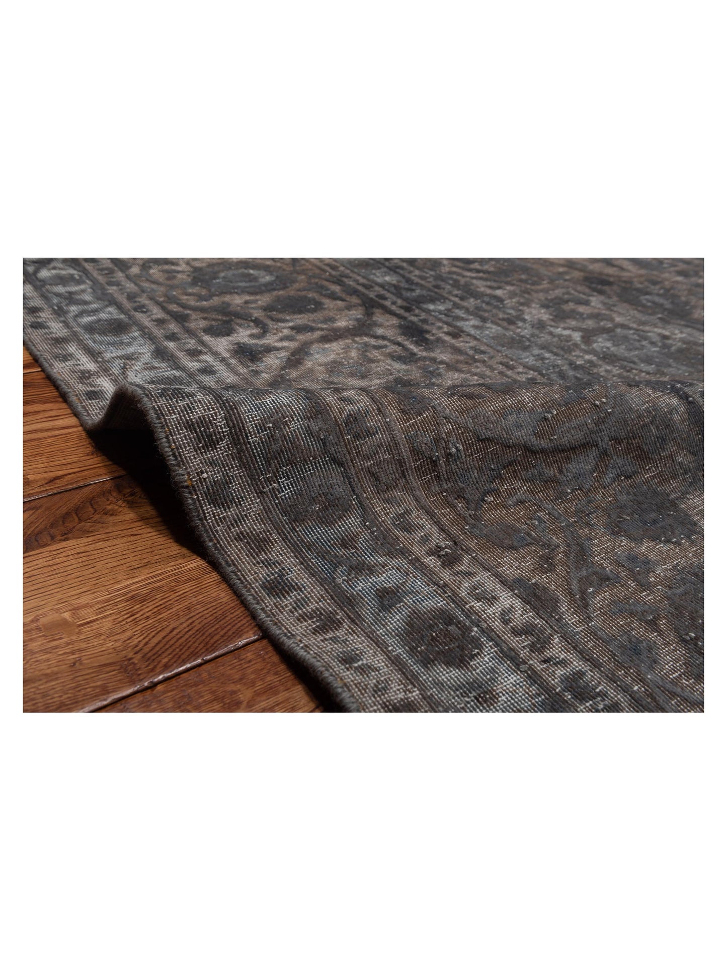 Vintage Dark Gray 10.3x14.1 Hand Knotted Rug