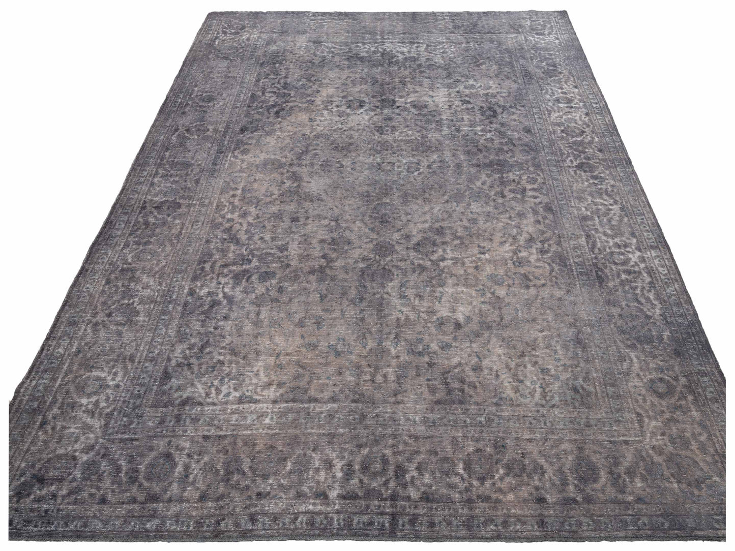 Vintage Dark Gray 10x13.2 Hand Knotted Rug