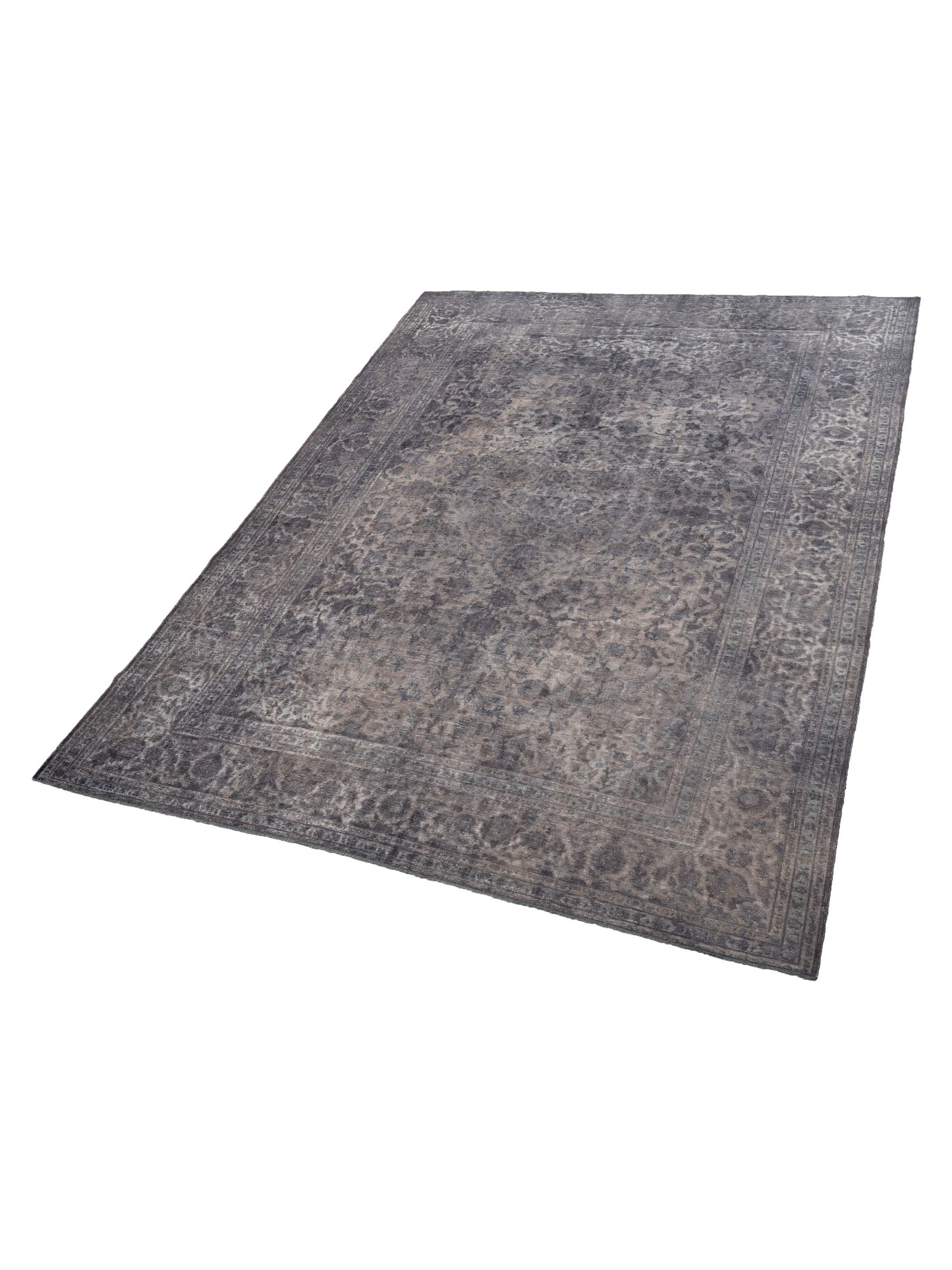 Vintage Dark Gray 10x13.2 Hand Knotted Rug