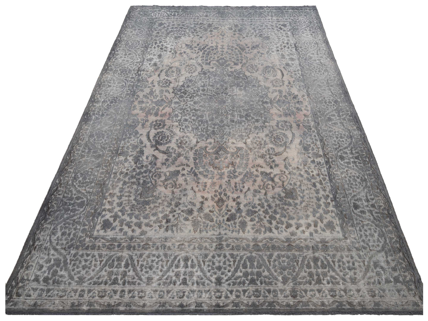 Vintage Gray 9.10x13.2 Hand Knotted Rug