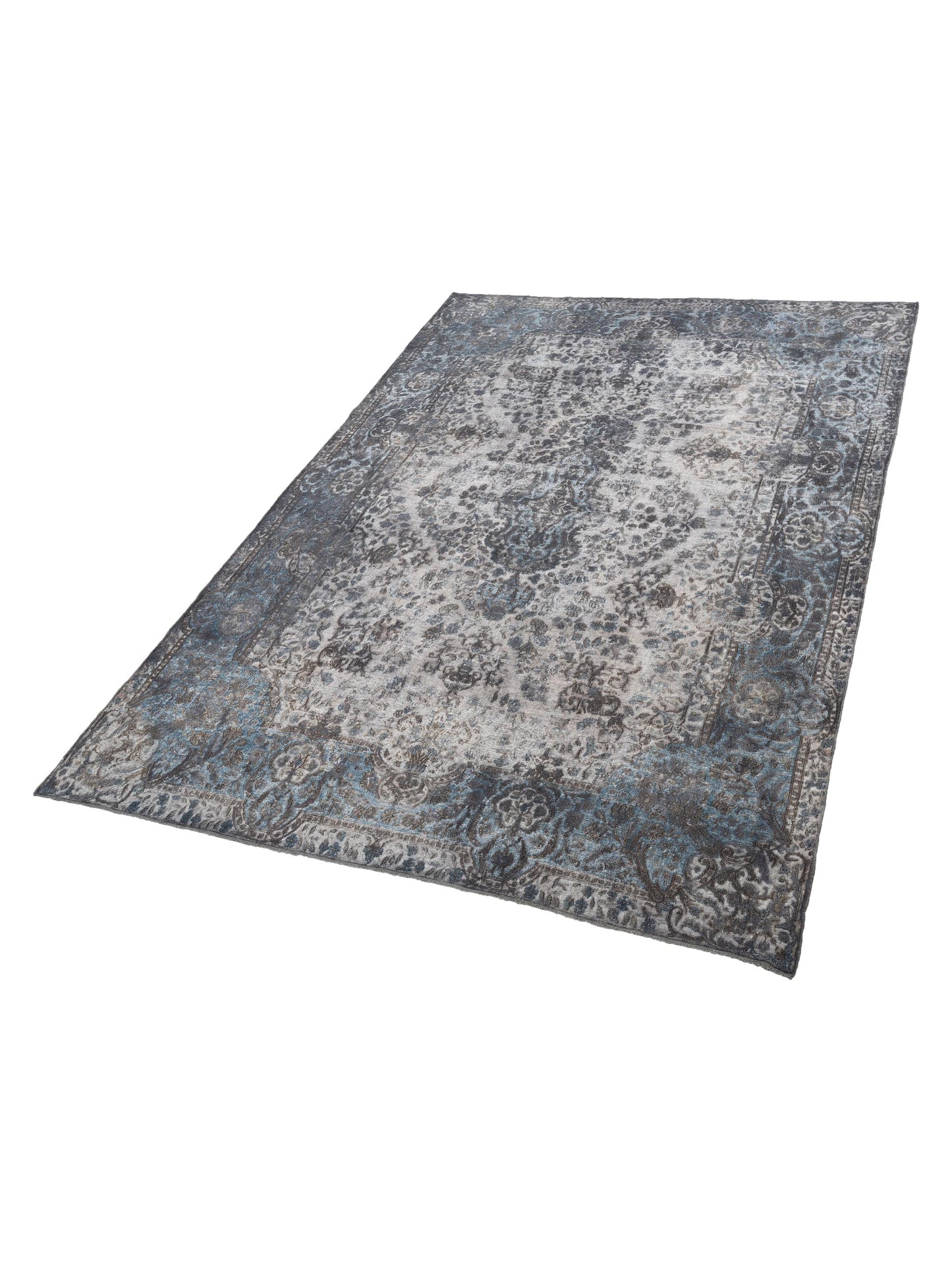 Vintage Gray Blue 9.8x13.6 Hand Knotted Rug