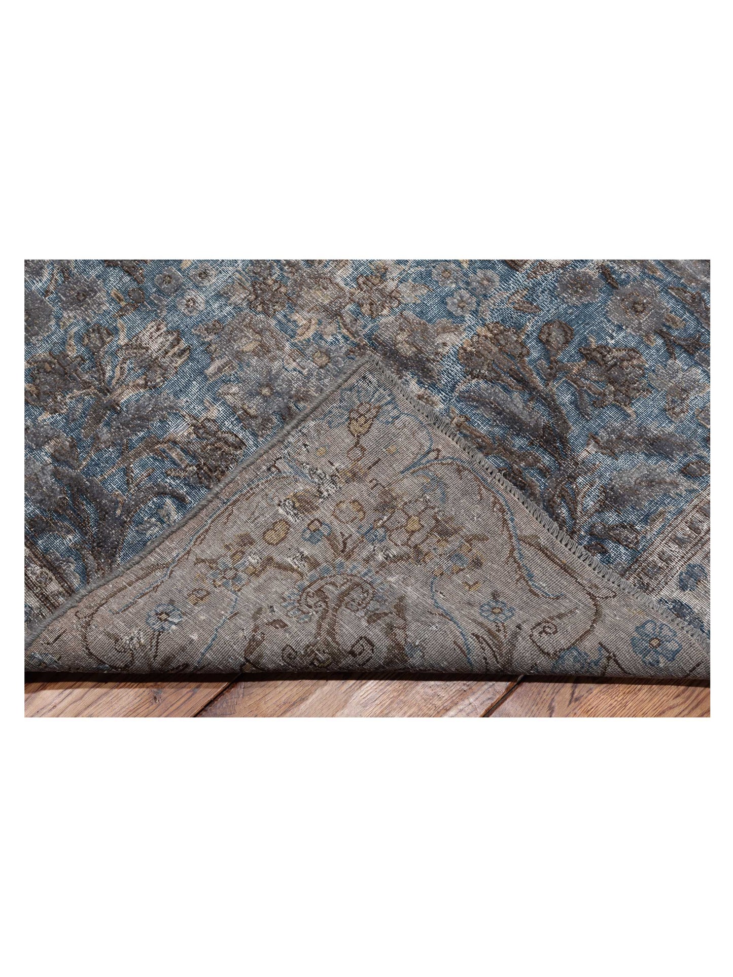 Vintage Gray Blue 9.8x13.6 Hand Knotted Rug