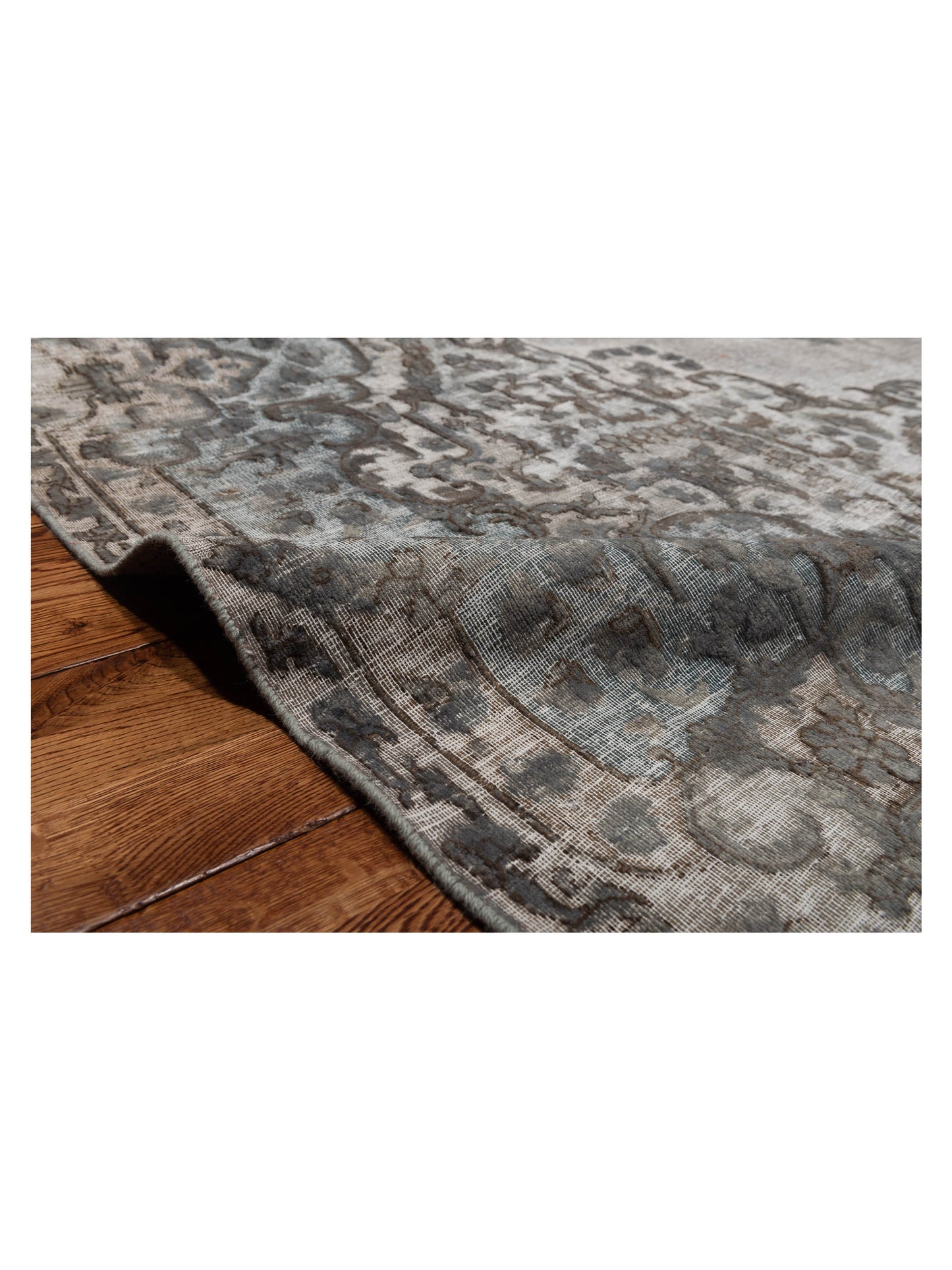 Vintage Light Gray Gray 10.2x14 Hand Knotted Rug