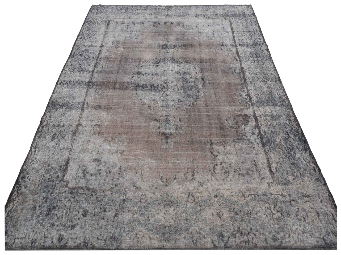 Vintage Dark Gray Gray 9.7x12.6 Hand Knotted Rug