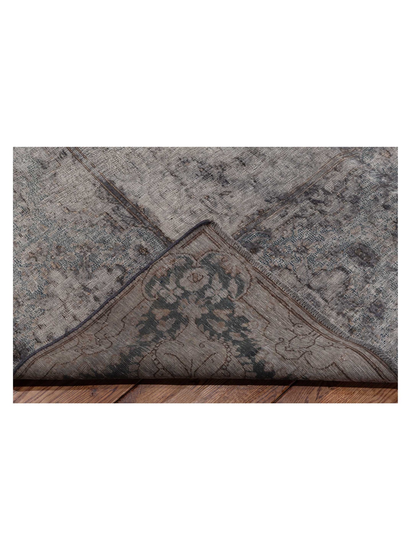 Vintage Dark Gray Gray 9.7x12.6 Hand Knotted Rug
