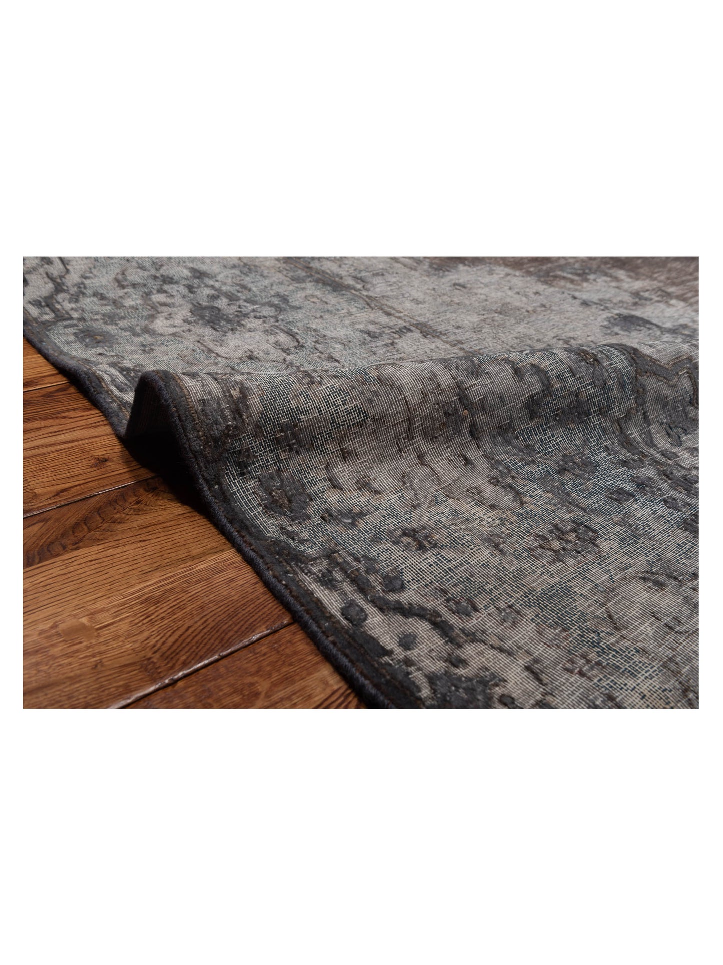 Vintage Dark Gray Gray 9.7x12.6 Hand Knotted Rug