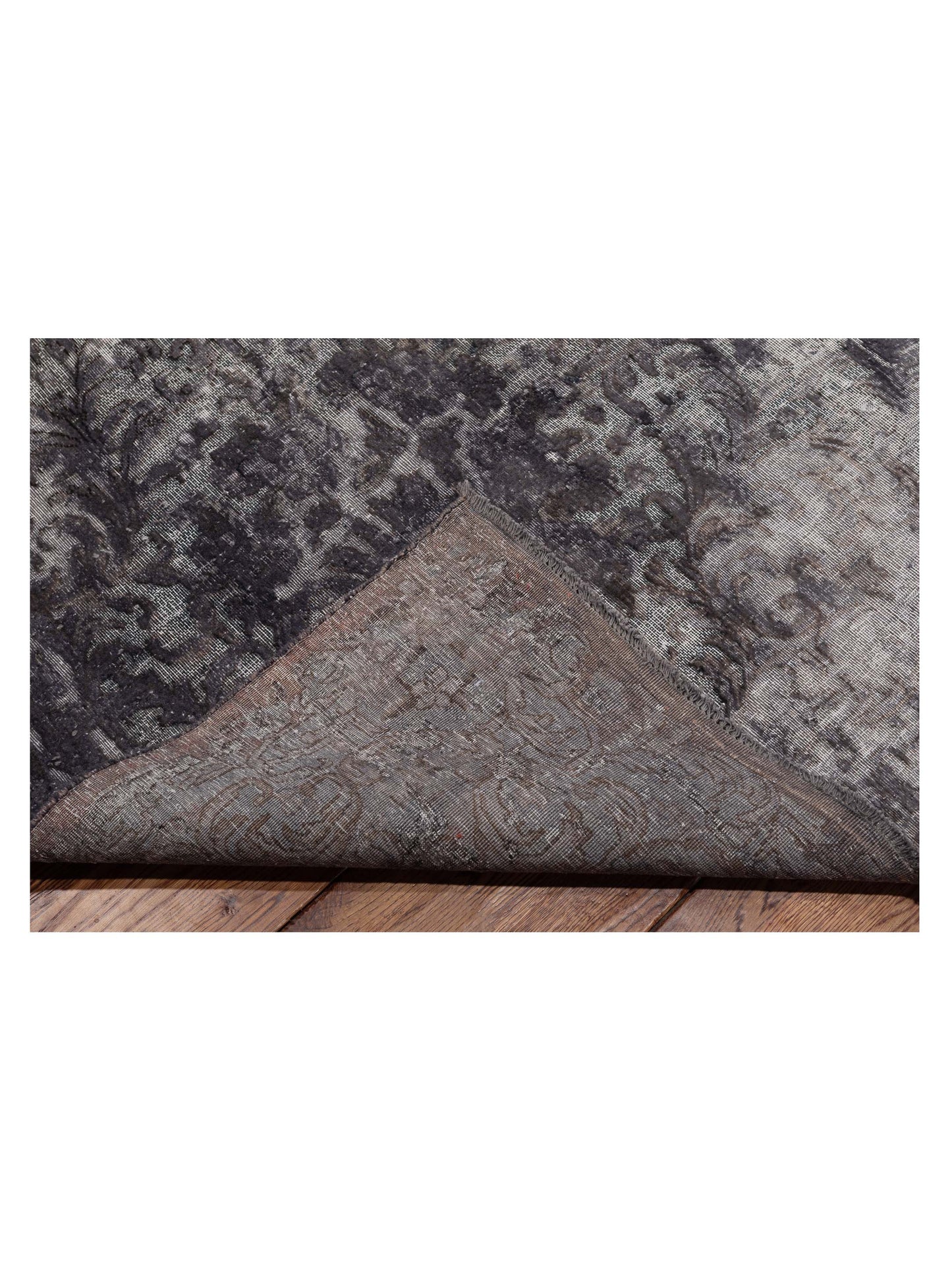 Vintage Dark Gray 9.11x13.1 Hand Knotted Rug