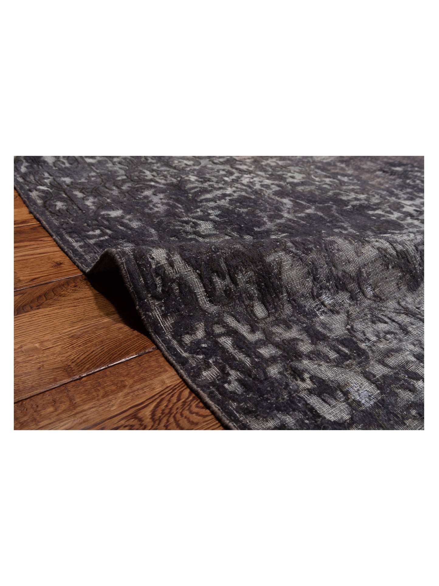 Vintage Dark Gray 9.11x13.1 Hand Knotted Rug