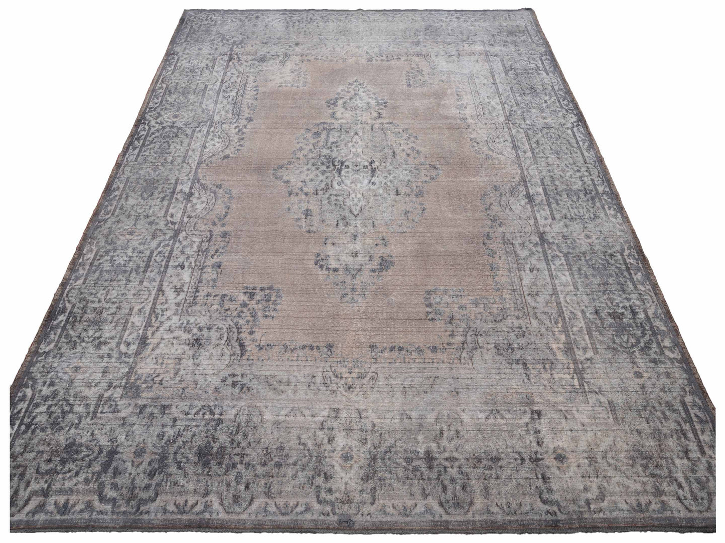 Vintage Gray 9.10x13.5 Hand Knotted Rug
