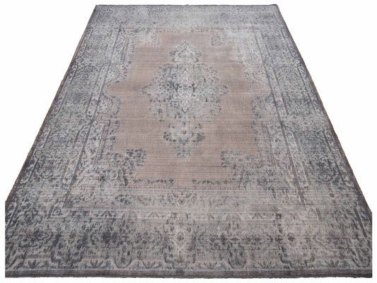 Vintage Gray 9.10x13.5 Hand Knotted Rug