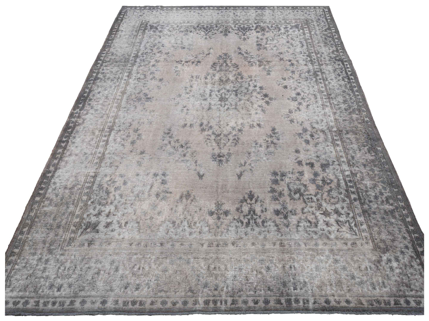 Vintage Light Gray 9.10x12.10 Hand Knotted Rug