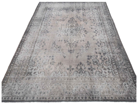 Vintage Light Gray 9.10x12.10 Hand Knotted Rug