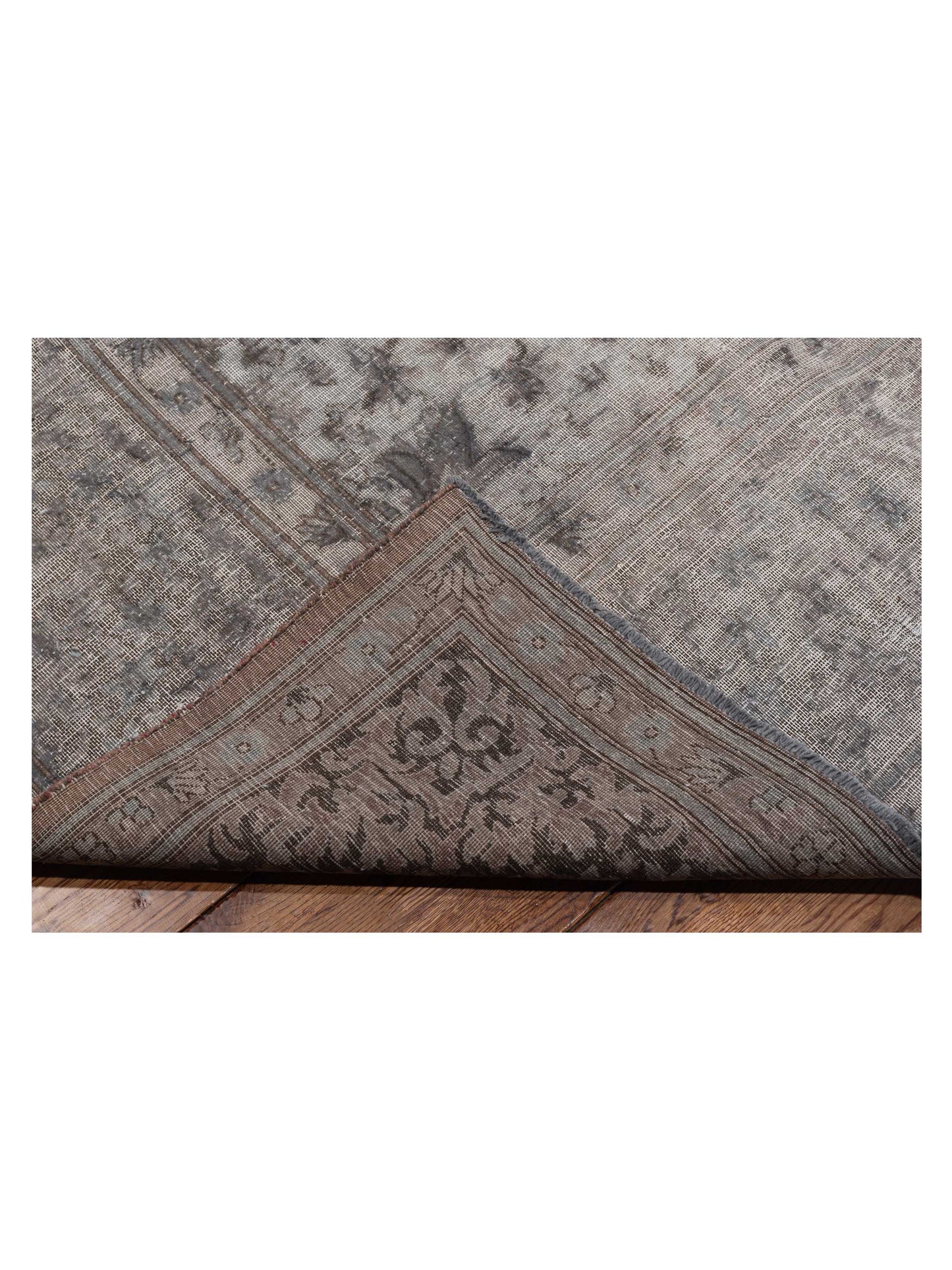 Vintage Light Gray 9.10x12.10 Hand Knotted Rug