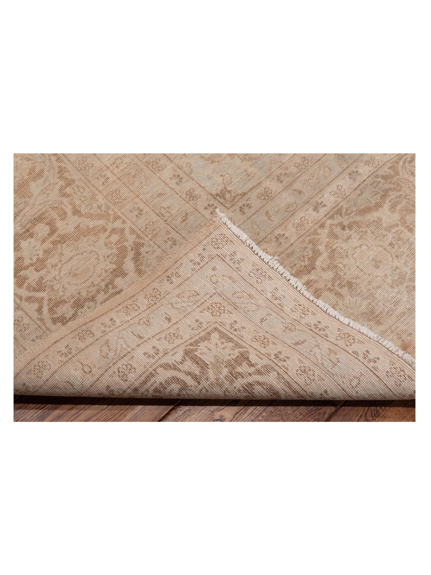 Vintage Cream Brown 9.7x13.3 Hand Knotted Rug