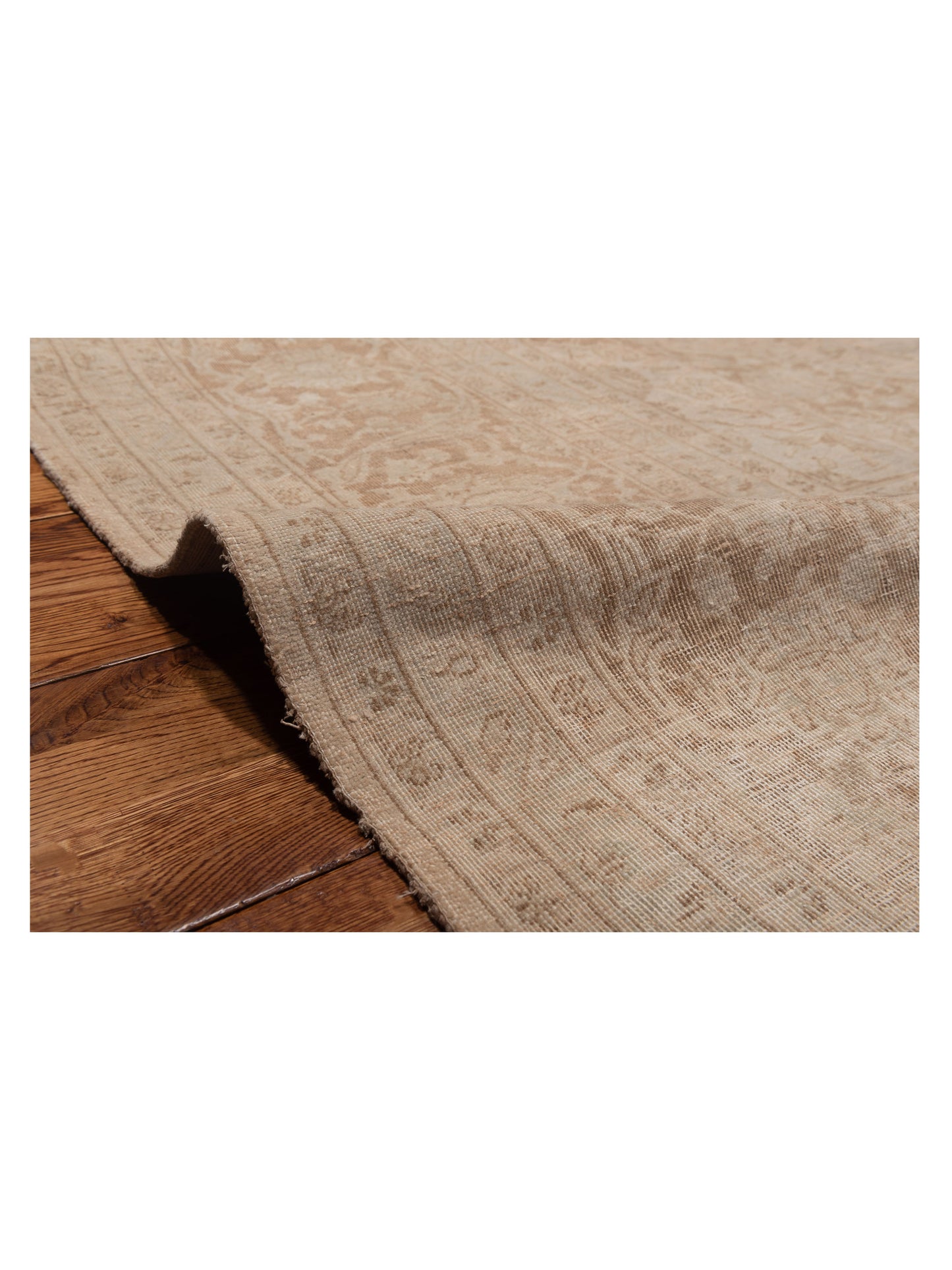 Vintage Cream Brown 9.7x13.3 Hand Knotted Rug