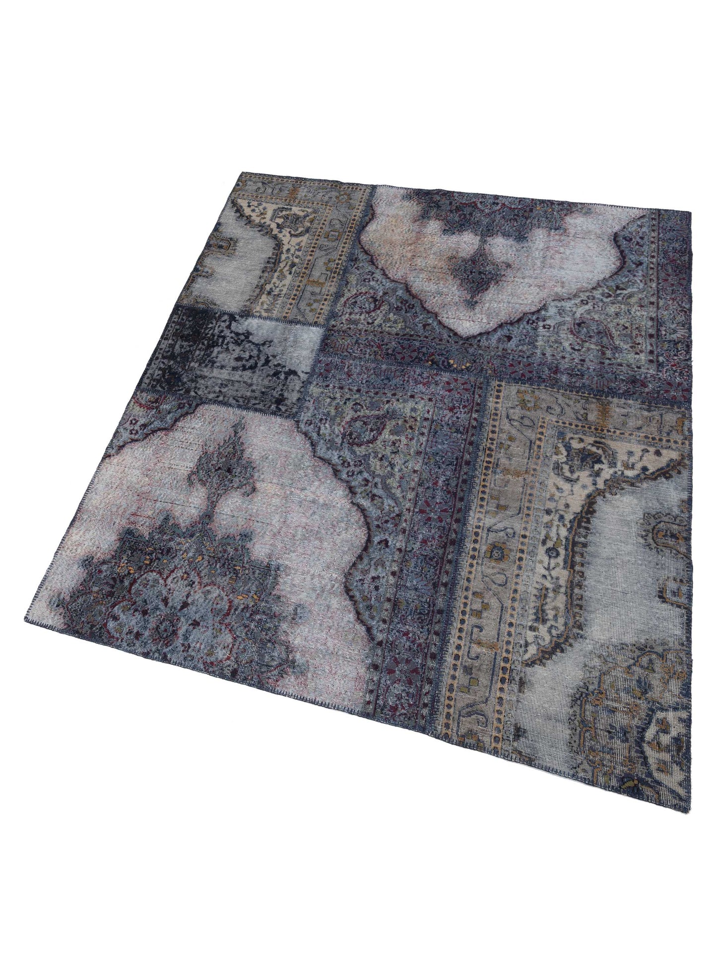 Patchwork Gray 8.1x9.1 Hand Knotted Rug