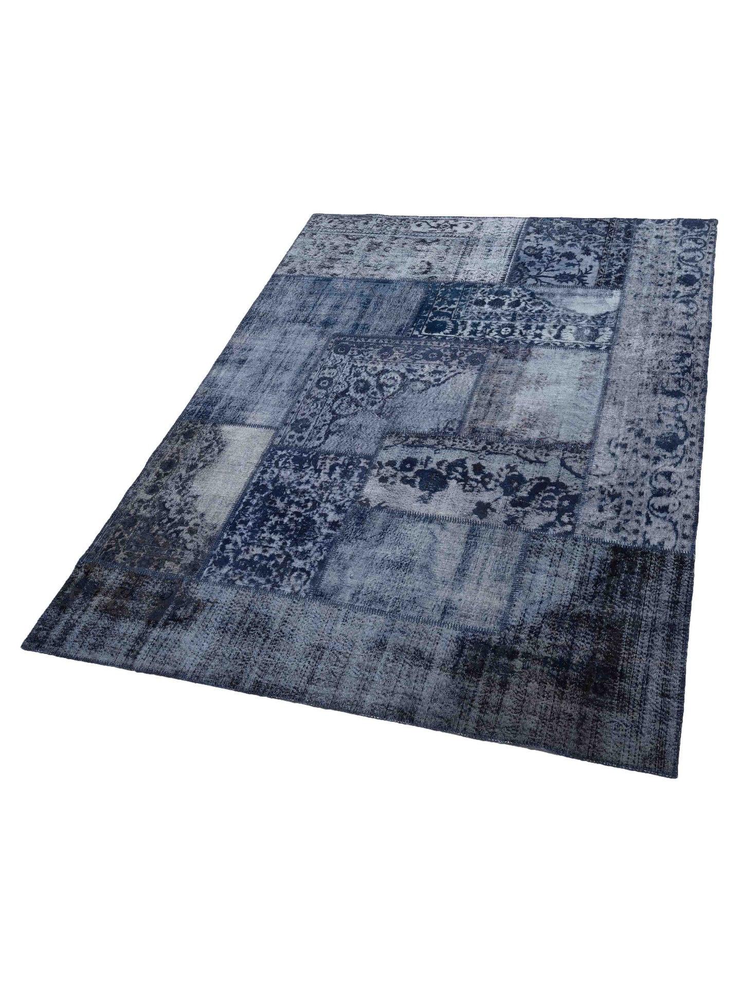 Patchwork Navy 9x12 Hand Knotted Rug