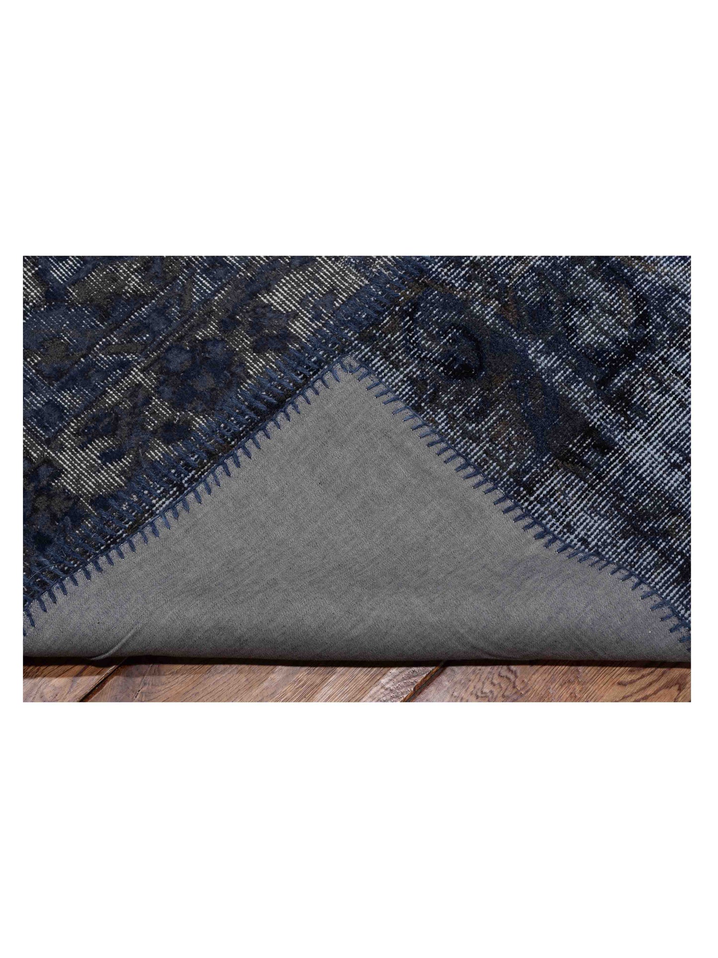 Patchwork Navy 9x12 Hand Knotted Rug