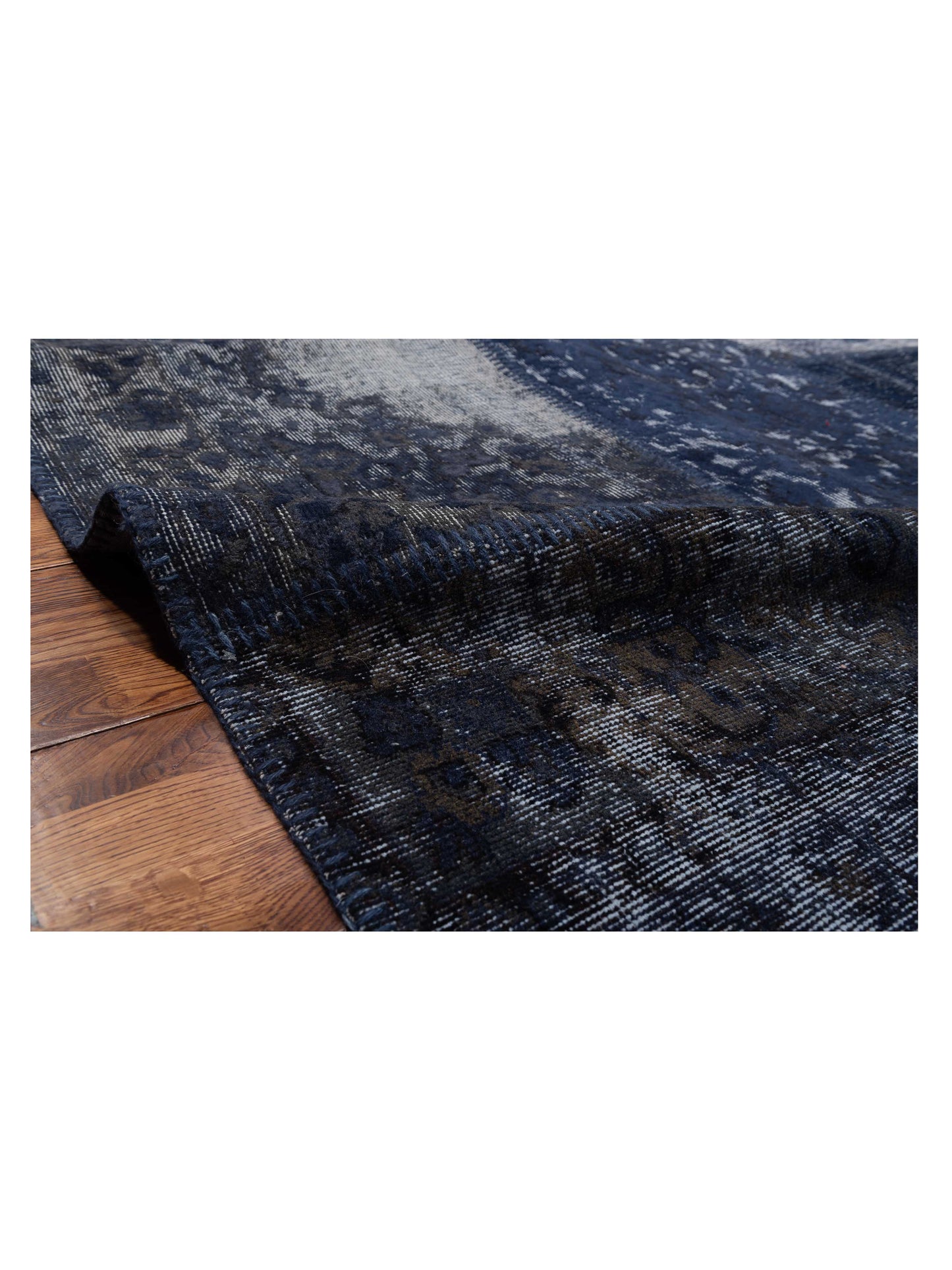 Patchwork Navy 9x12 Hand Knotted Rug