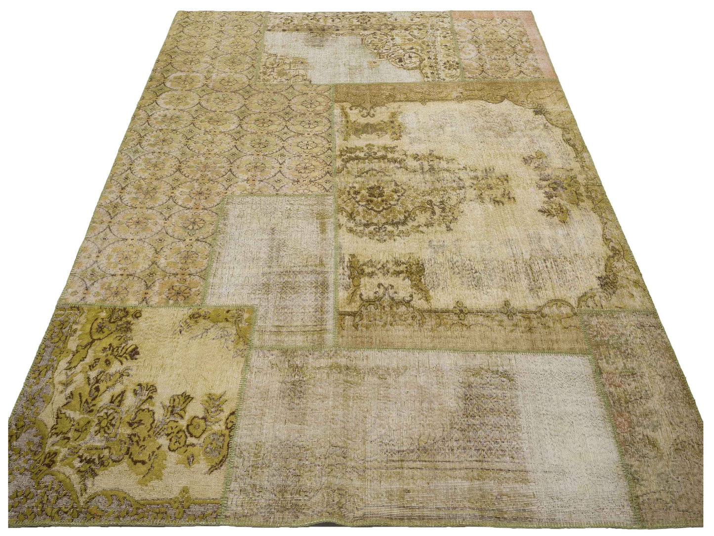 Patchwork Light Green 9x12 Hand Knotted Rug
