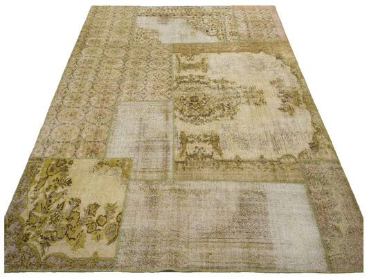 Patchwork Light Green 9x12 Hand Knotted Rug