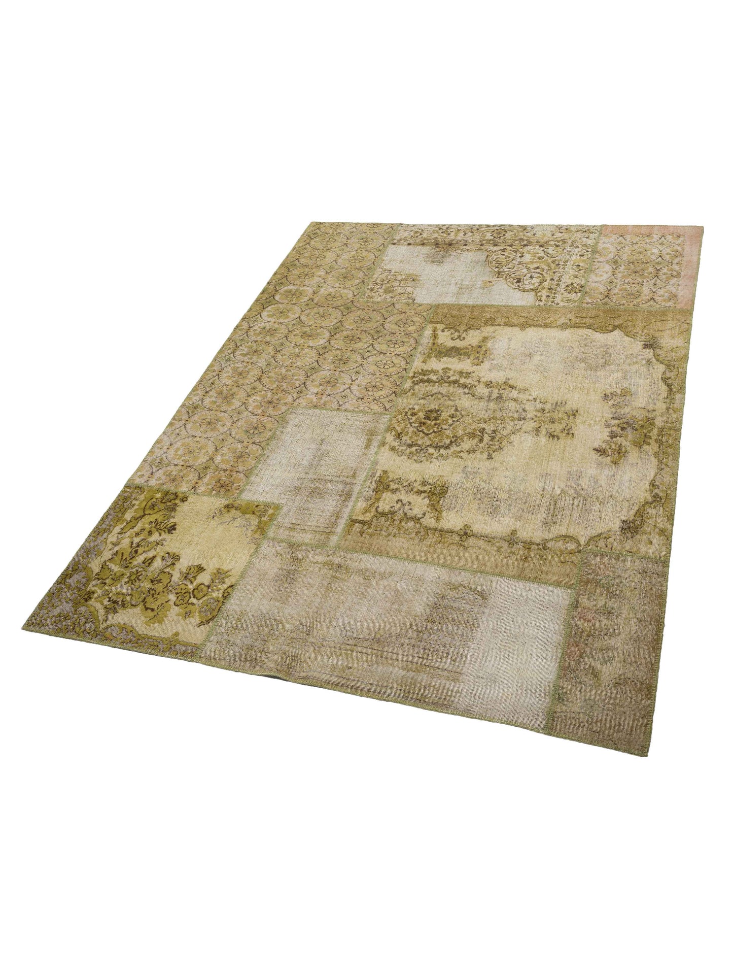 Patchwork Light Green 9x12 Hand Knotted Rug