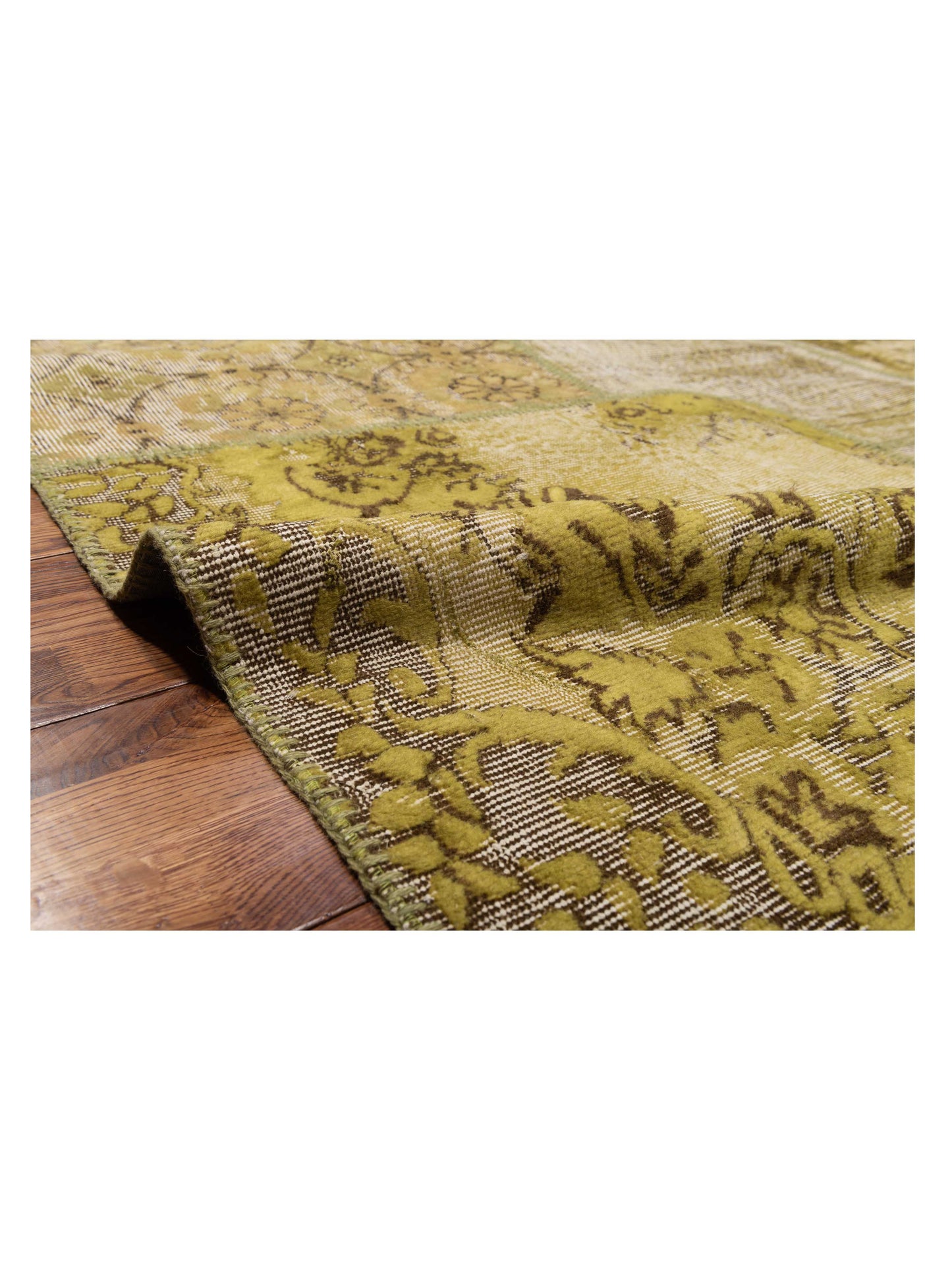 Patchwork Light Green 9x12 Hand Knotted Rug