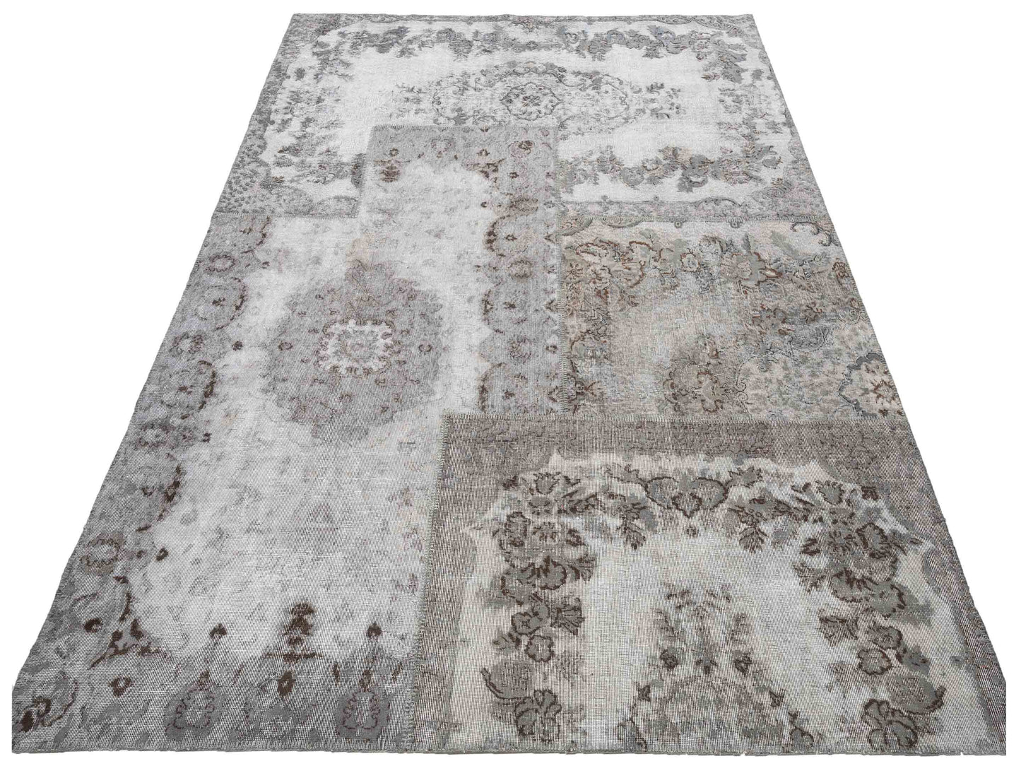 Patchwork Gray 9x12 Hand Knotted Rug