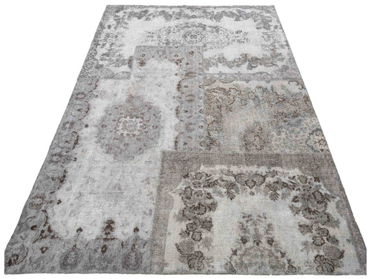 Patchwork Gray 9x12 Hand Knotted Rug
