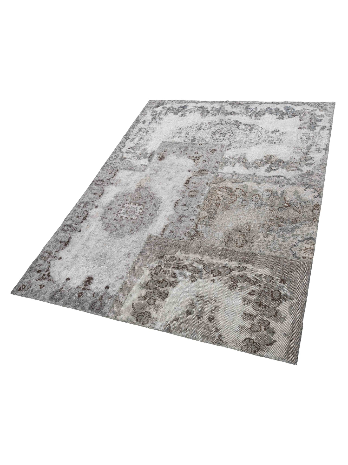 Patchwork Gray 9x12 Hand Knotted Rug