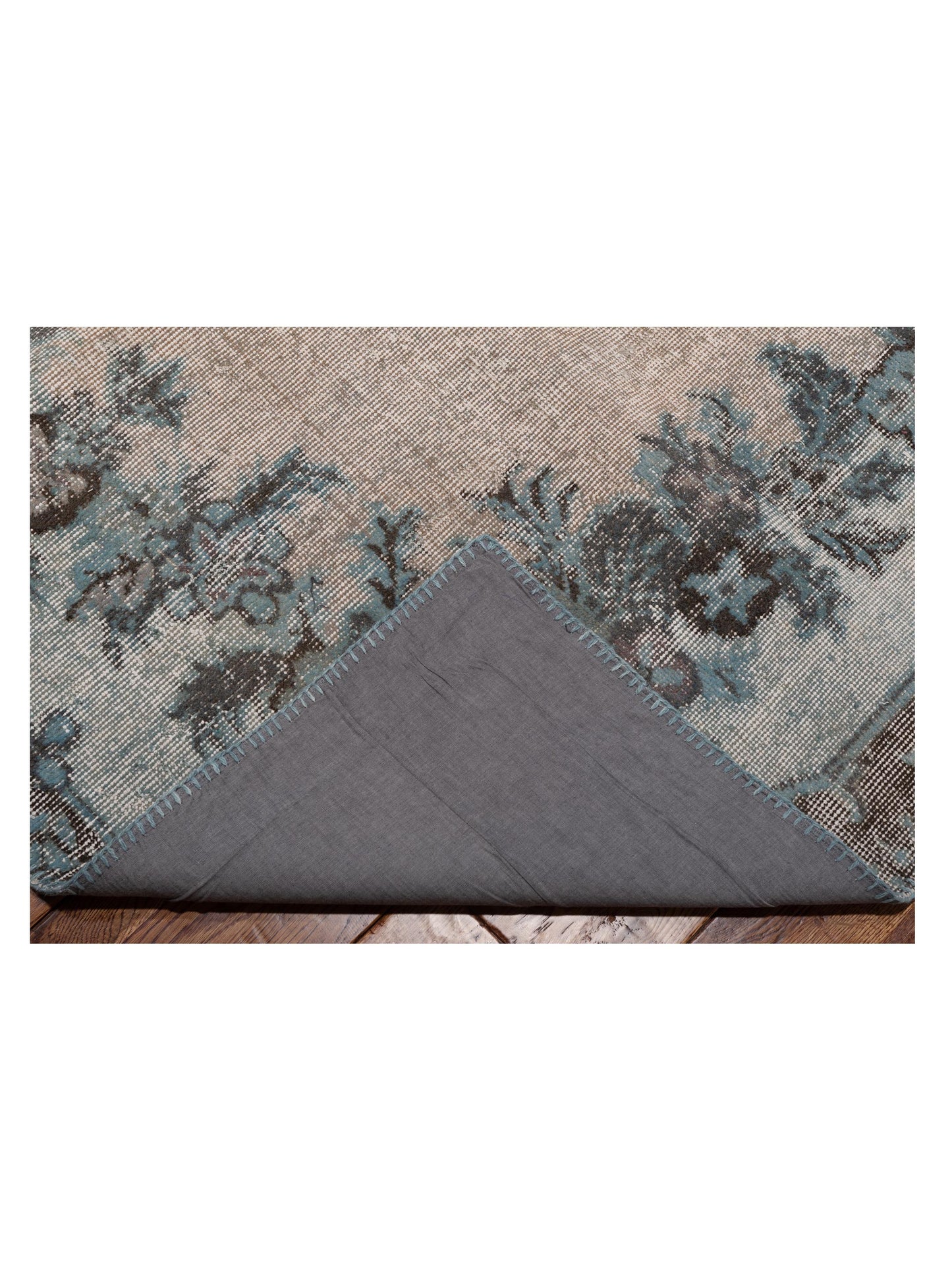Patchwork Silver Blue 11.6x15.6 Hand Knotted Rug