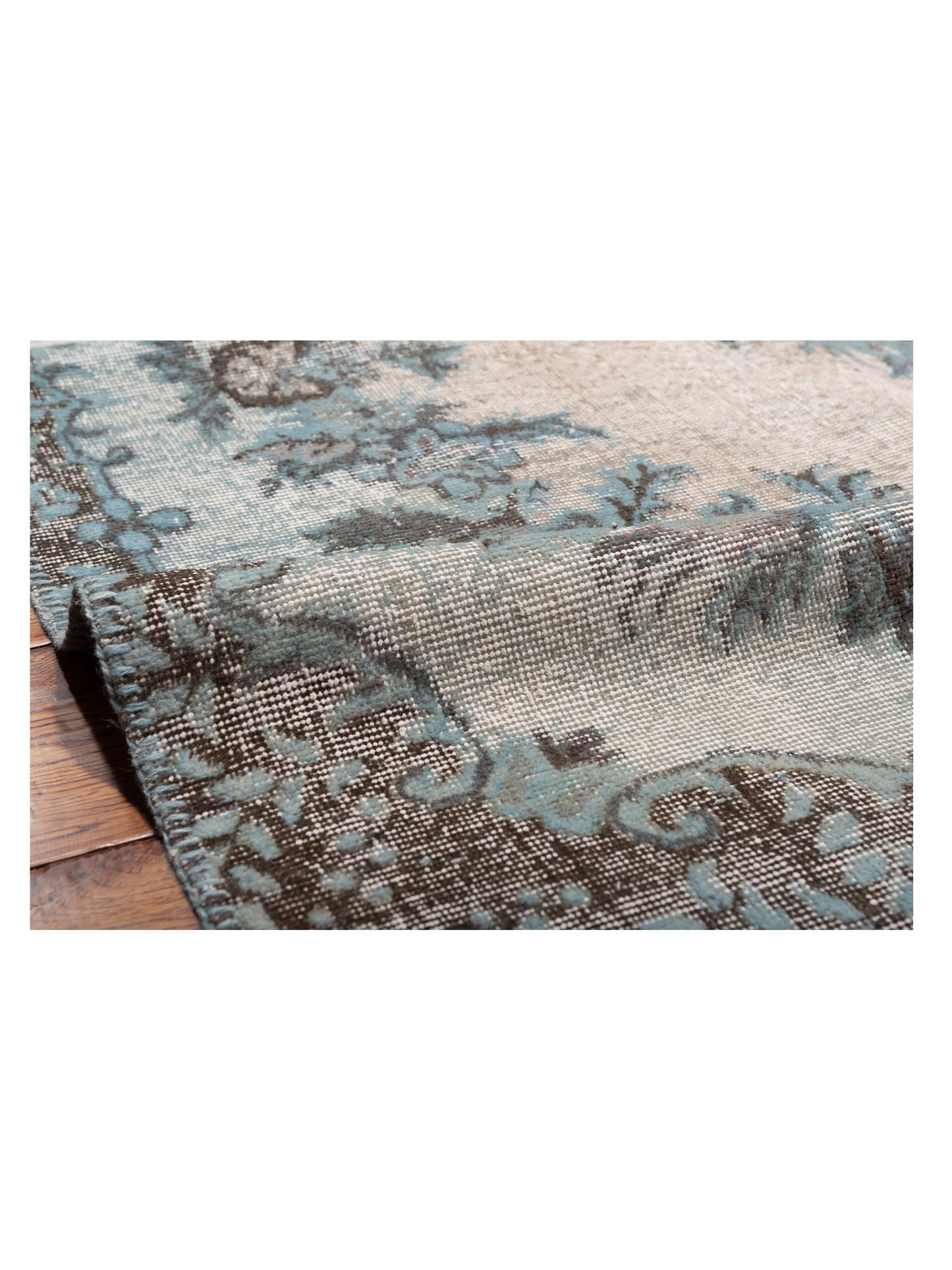 Patchwork Silver Blue 11.6x15.6 Hand Knotted Rug