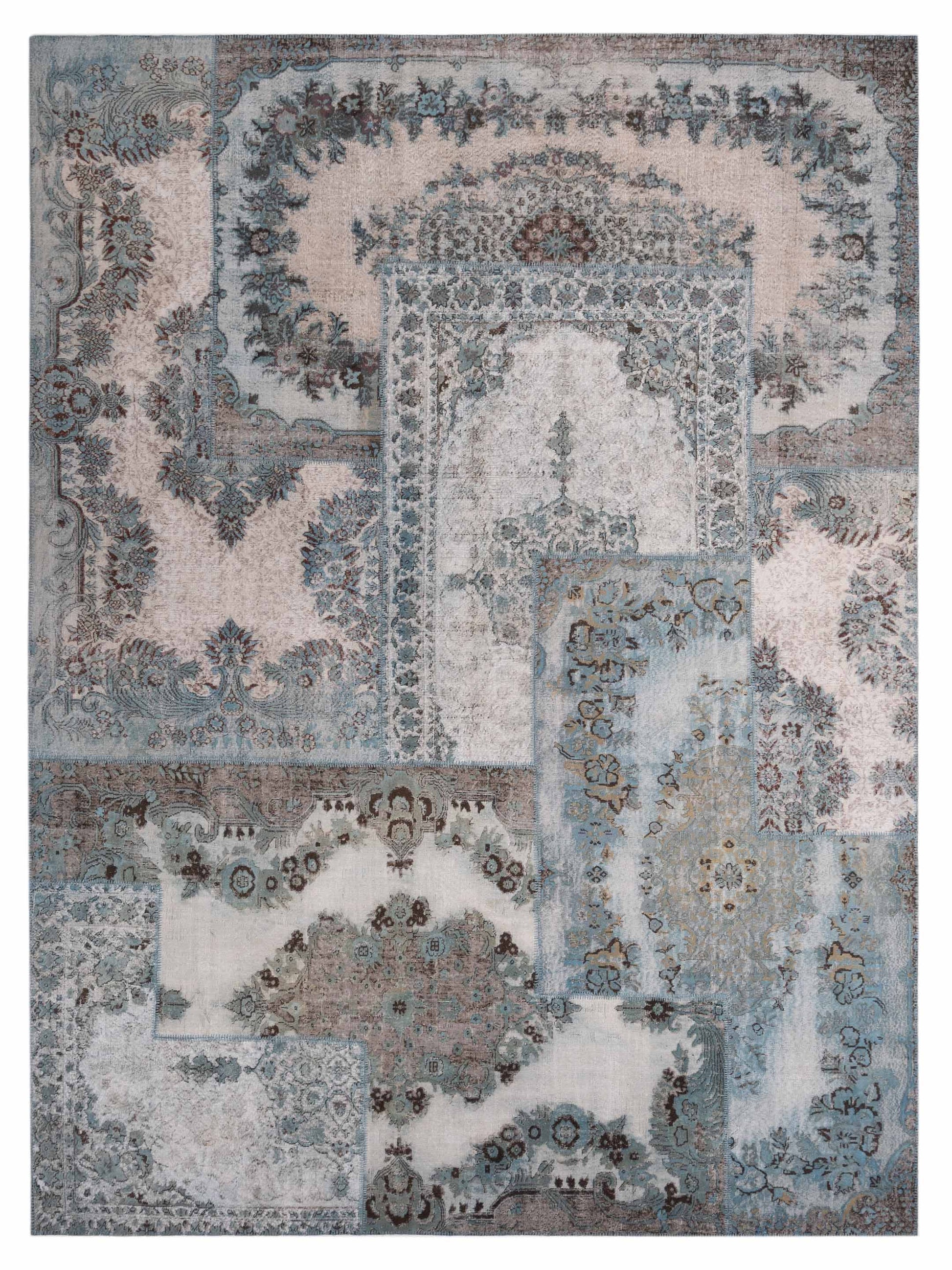 Pasha Turkish Vestige Patchwork  Silver Blue  Contemporary