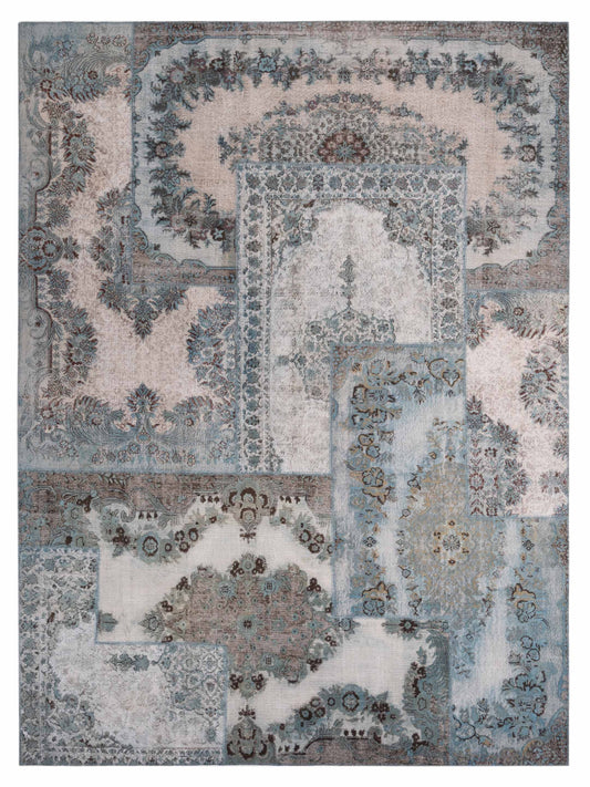 Pasha Turkish Vestige Patchwork  Silver Blue  Contemporary
