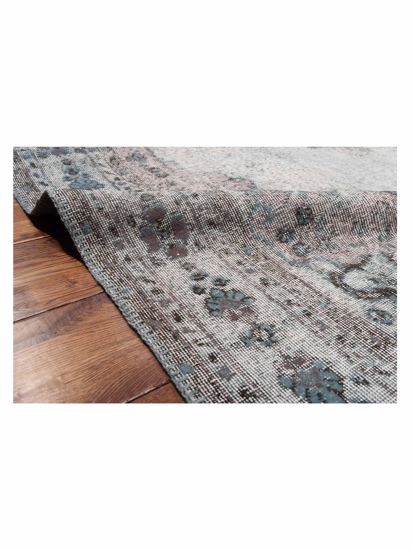 Patchwork Light Blue 9.1x12 Hand Knotted Rug