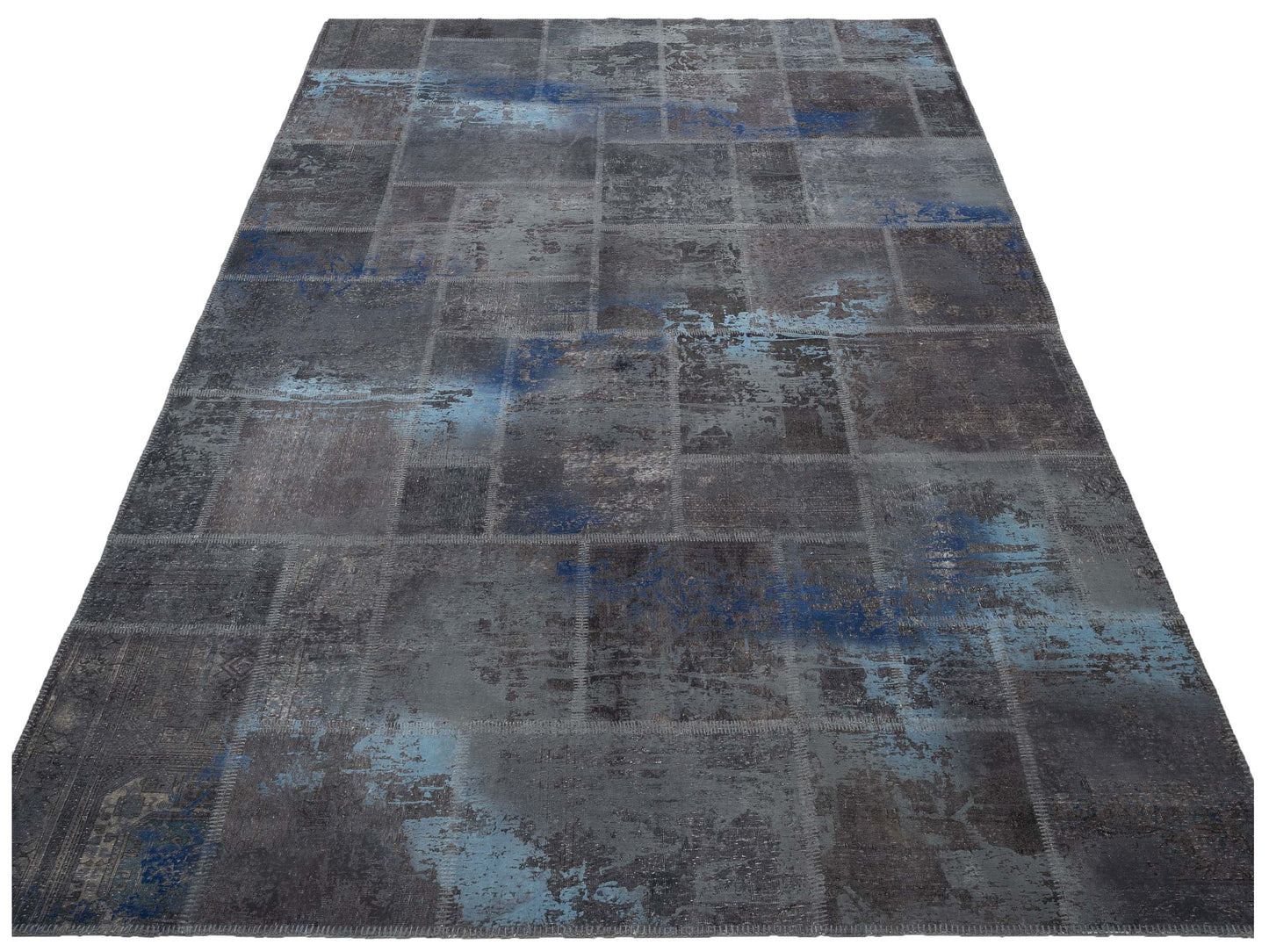 Patchwork Dark Gray 9x12 Hand Knotted Rug
